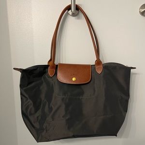 Longchamp Le Pilage gray tote bag